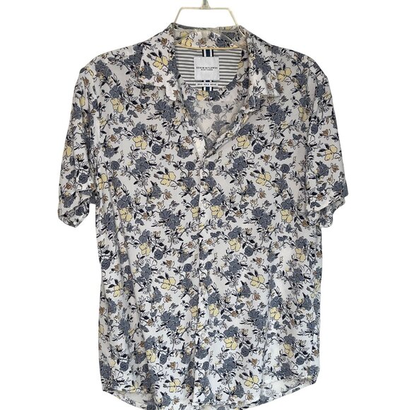 Denim & Flower Other - Denim & Flower Ricky Singh Floral Short Sleeve Button-Up Shirt White/Blue/Yellow